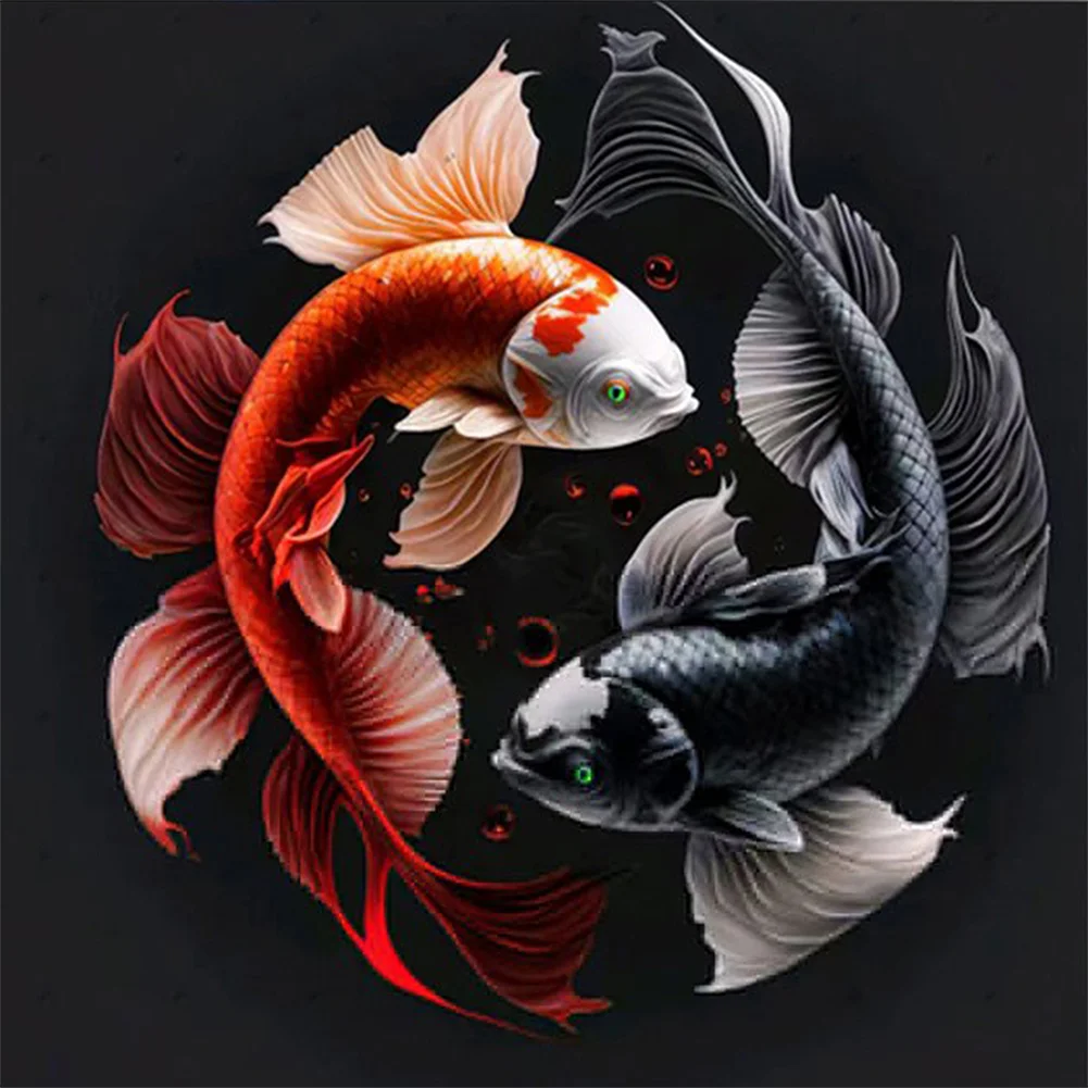 Pisces Yin And Yang Chart (canvas) full round/square drill diamond painting