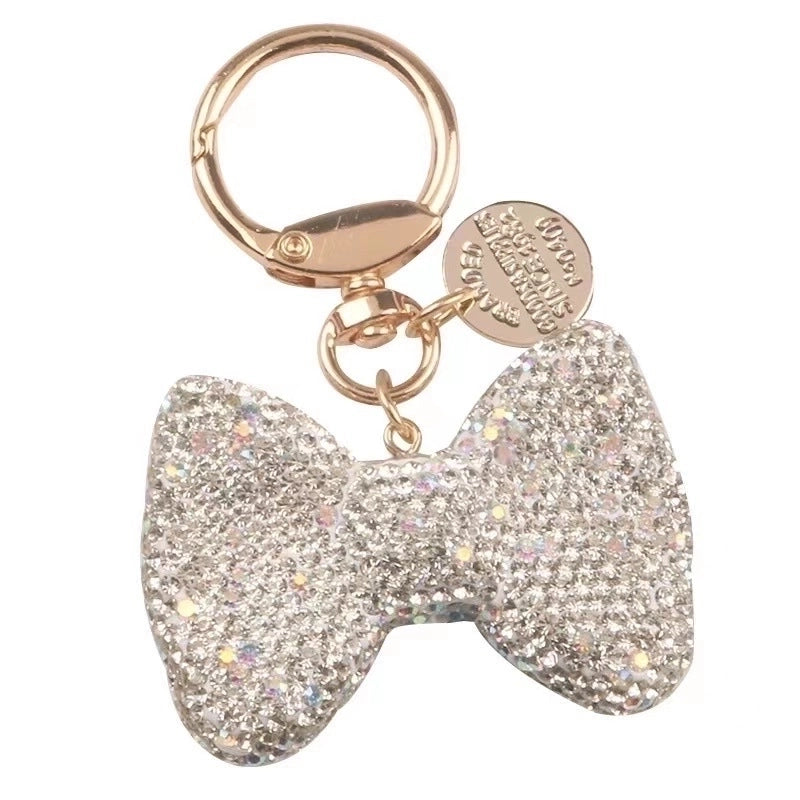 Cartoon Style Bow Knot Alloy Inlay Zircon Women’s Keychain