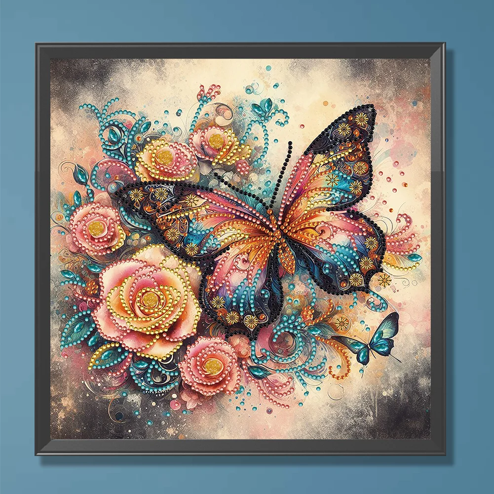 Diamond Painting - Partial Special Shaped Drill - Butterfly(Canvas|30*30cm)