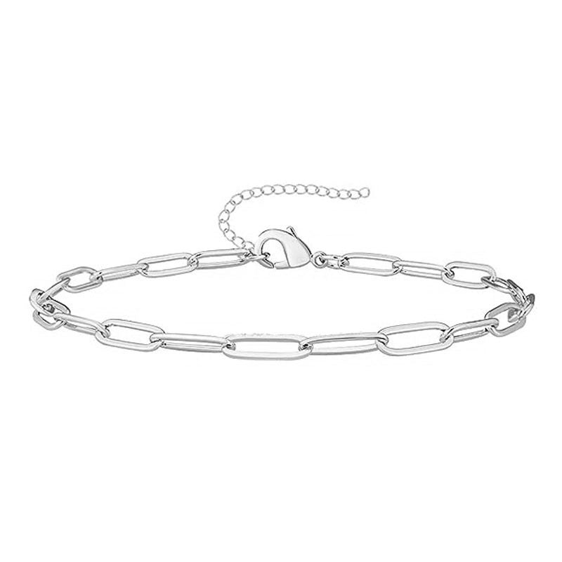 New Gold Bracelet Suit Fashion Simple Paper Clip Cuban Chain Round Bead Chain Bracelet For Women