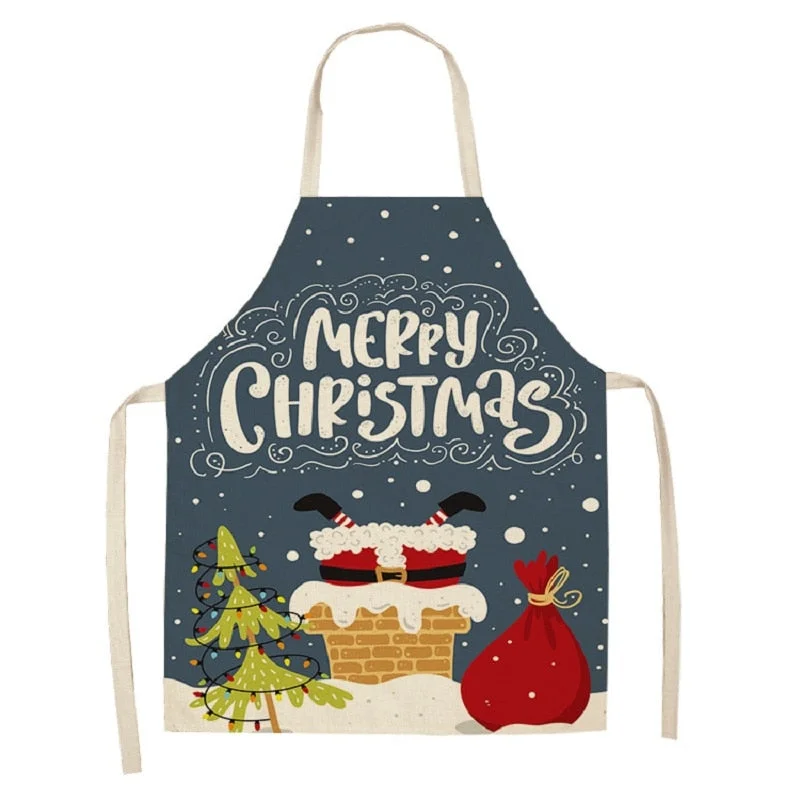 Linen Merry Christmas Apron Christmas Decorations for Home Kitchen Accessories Natal Navidad 2020 New Year Christmas Gifts