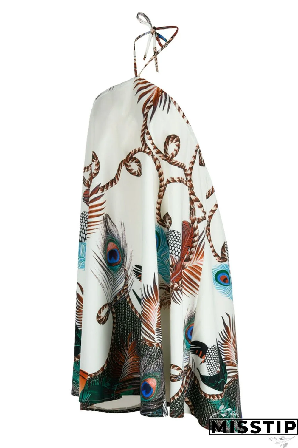 Gradient Color Fashion Casual Print Bandage Backless Halter Sleeveless Dress Dresses