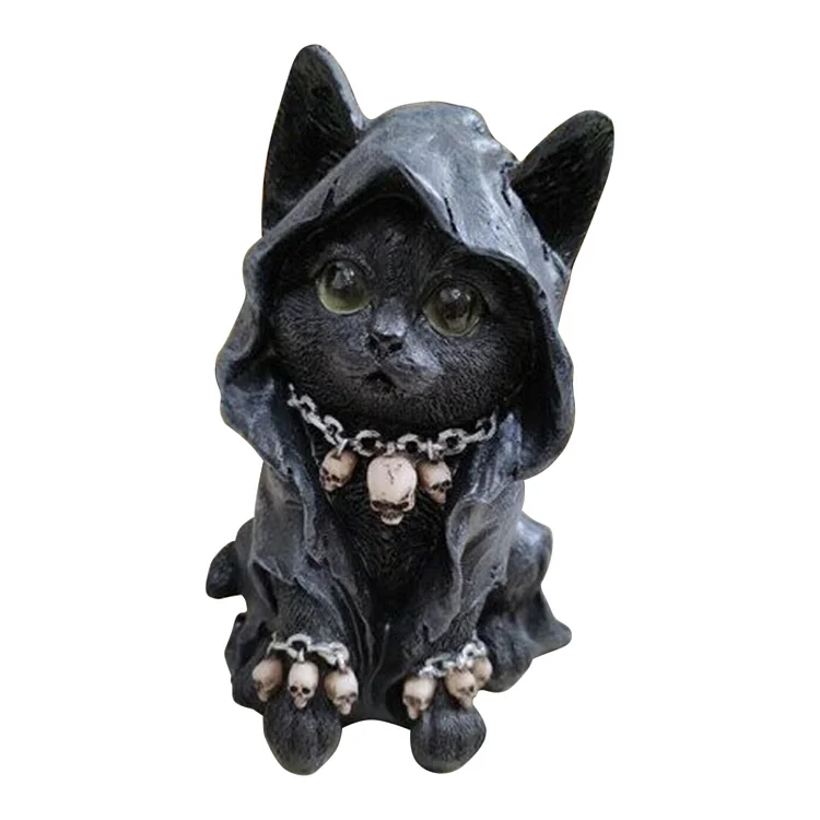 【Ornament】Home Decor Resin Ornaments-Black Cat Courtyard Door gbfke