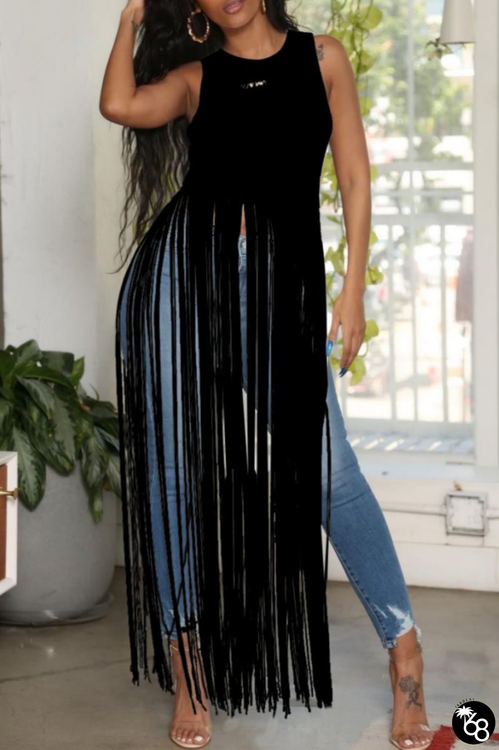 Casual Solid Tassel O Neck Tops | 168DEAL