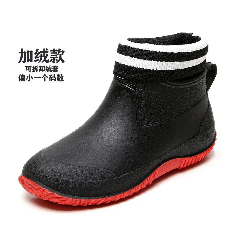 hot Rain Boots Women's Rubber Anti-skid Colorful Unisex Ankle Boots Lightweight Slip On Boots Shoes  Water-proof Drop Shipping