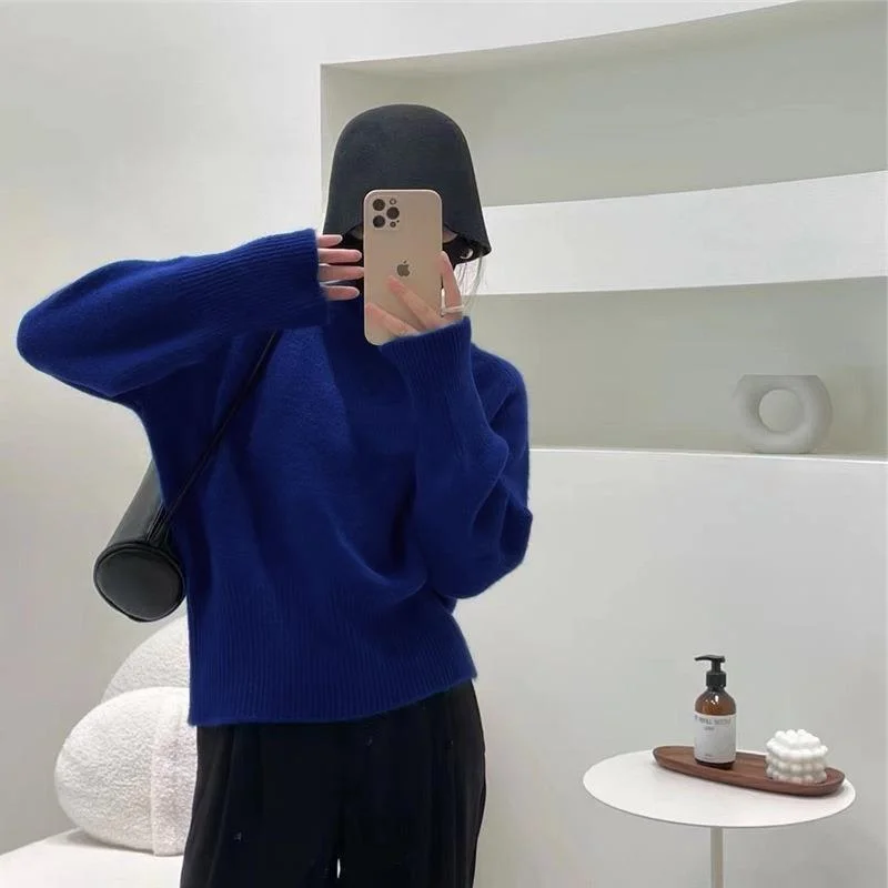 Churchf Churchf Version Sweater Female Qiu Dong Loose Wear 2024 New Versatile Lazy Wind Knit Bottom Shirt Jacket