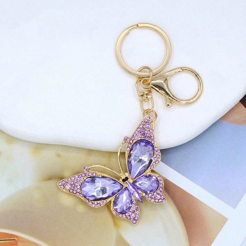 Korean Style Butterfly Metal Inlay Rhinestones Women’s Bag Pendant Keychain