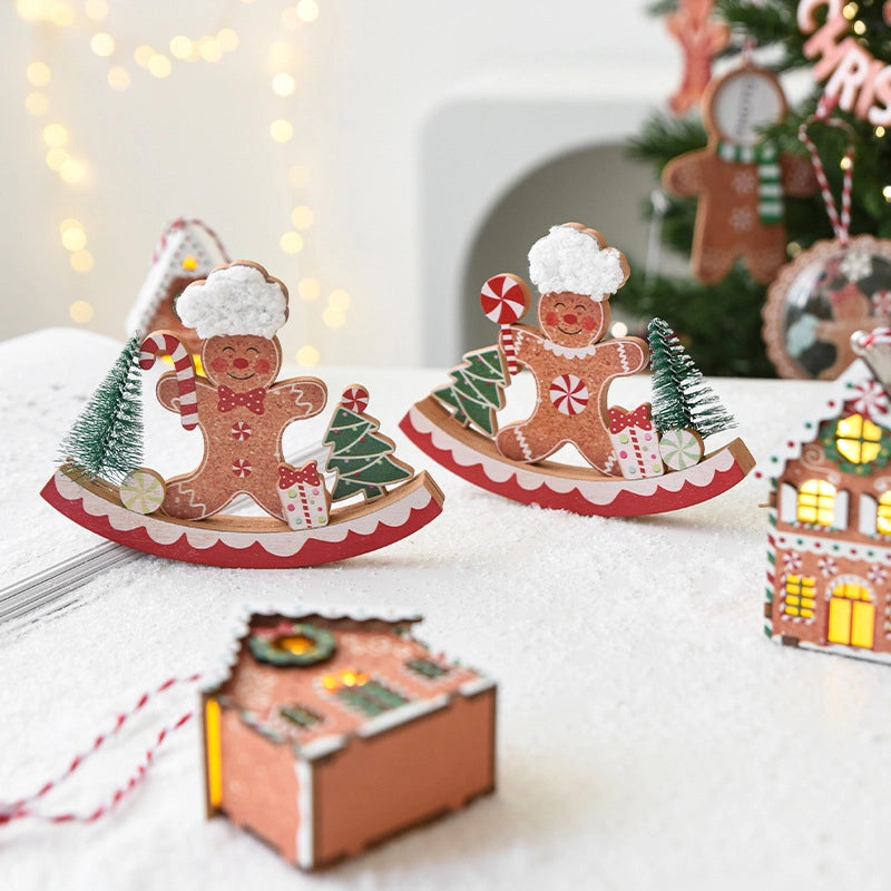 Christmas Minimalist Classic Style Color Block Wood Holiday Festival Hanging Ornaments Decorative Props4