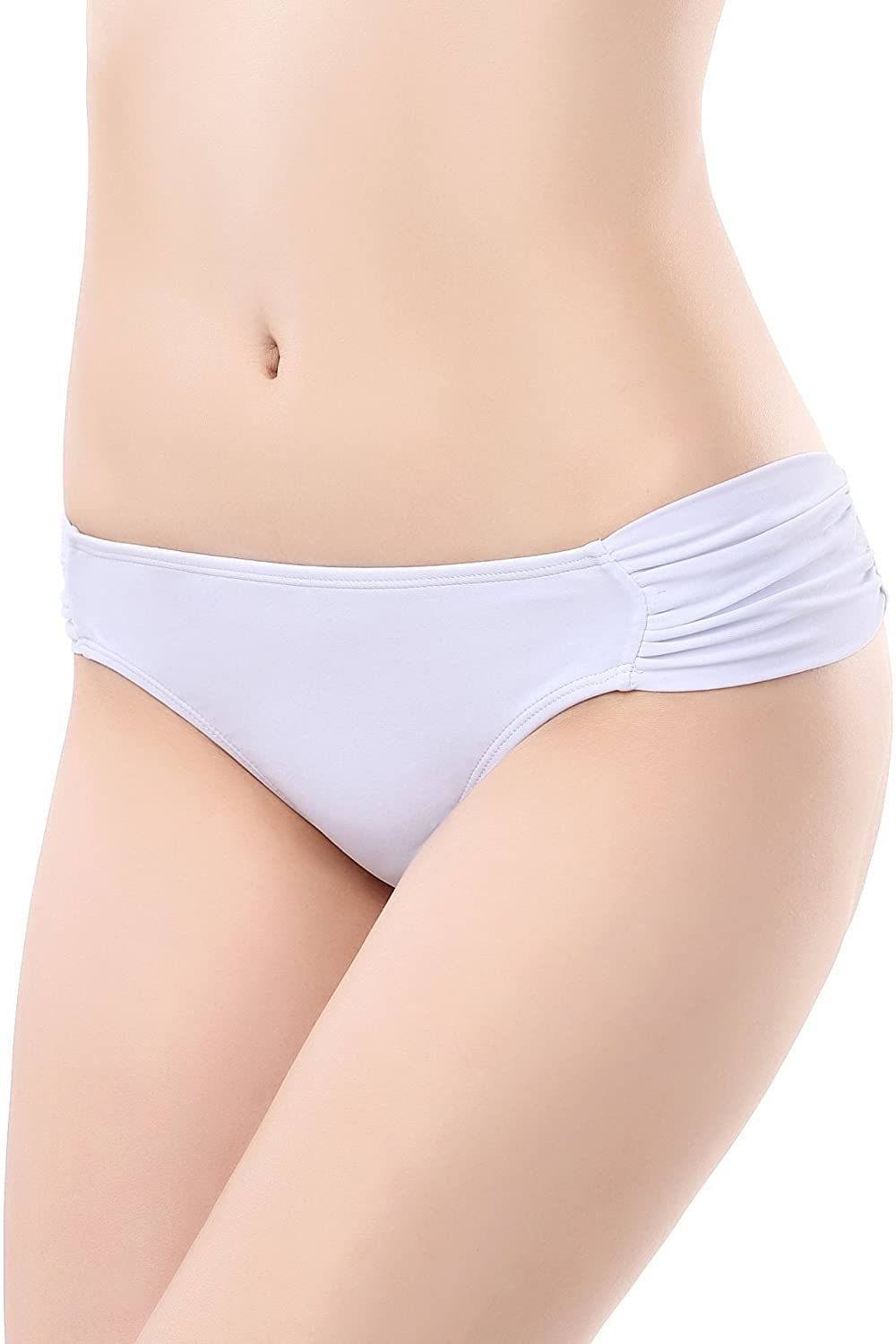 Swimwear Shirred Side Low-Rise Hipster Bikini Bottom for Women