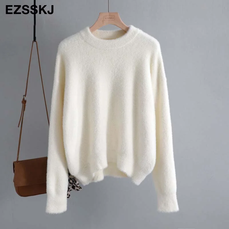 autumn winter oversize thick mink cashmere sweater poullovers women batwing sleeve 2019 female casual warm fur sweater jumper
