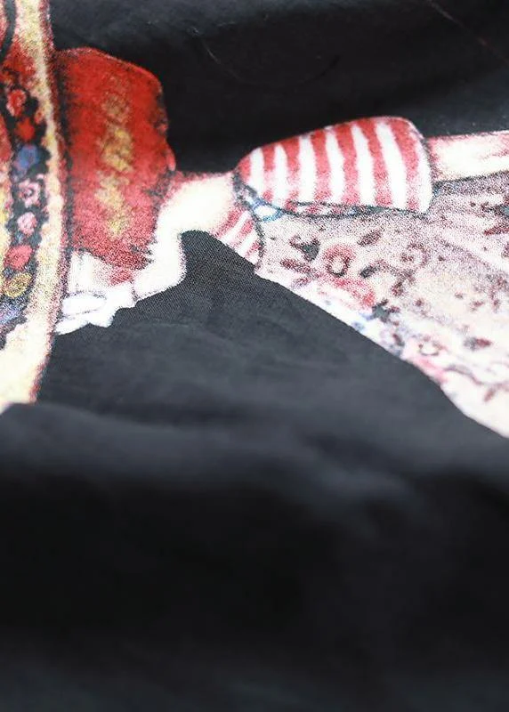 Women Cotton outfit Pakistani Cartoon Little Girl And Letter Printed Loose Dress