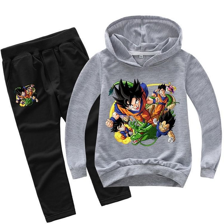 Dragonball Z Printed Girls Boys Cotton Hoodie And Pants Sport suit-Mayoulove