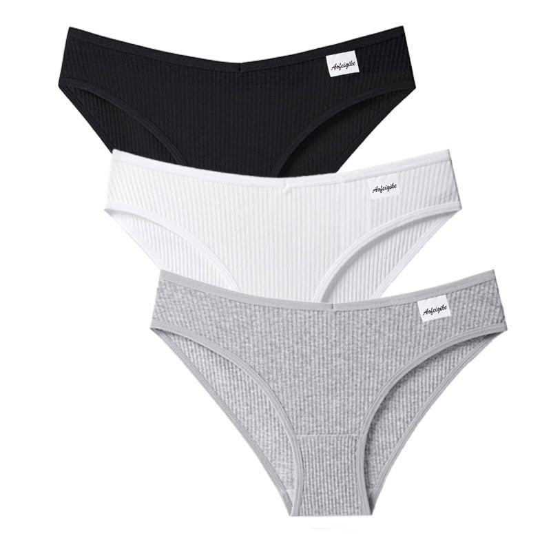 V Waist Cotton Panties Women Underpants Female Underwear Low-Rise Simplicity Lingerie Ladies Comfort Skin-friendly Briefs 3PCS