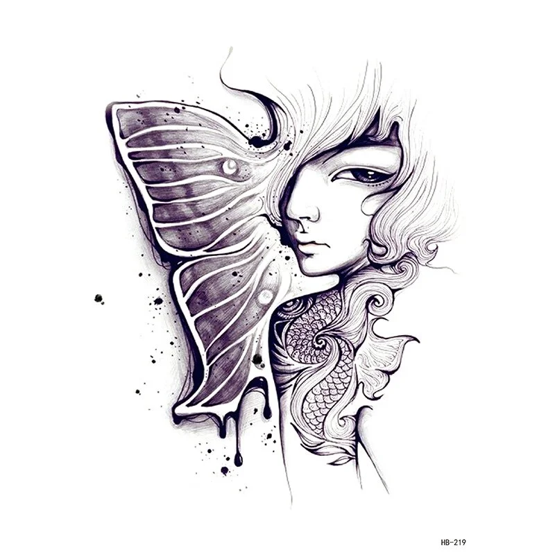 Sdrawing Forest Tattoo Sticker for Men Tiger Wolf Tattoo Death Skull Temporari Tattoo Skeleton Naked Girls Fake Tatoo for Women