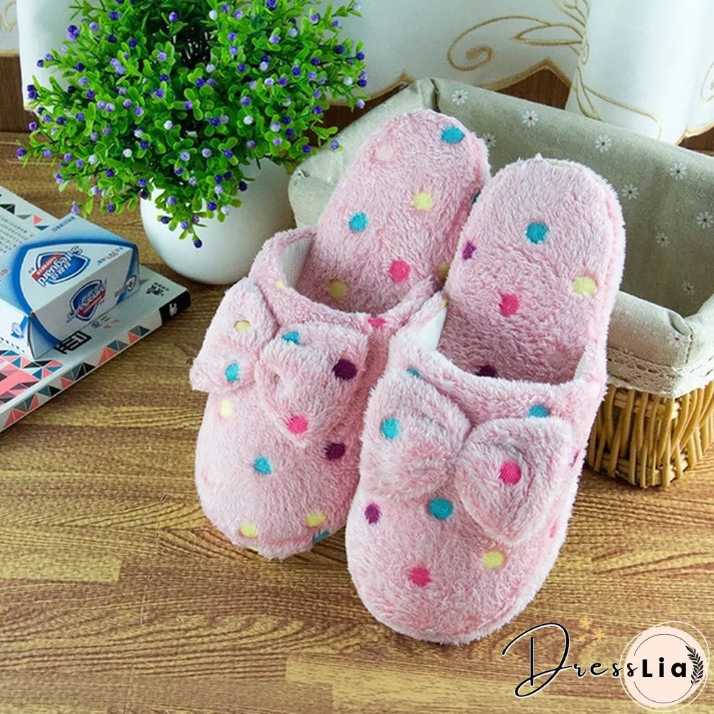 Women Cute Warm Soft Plush Slipper Ladies Home Non-Slip Slippers Indoor Shoes