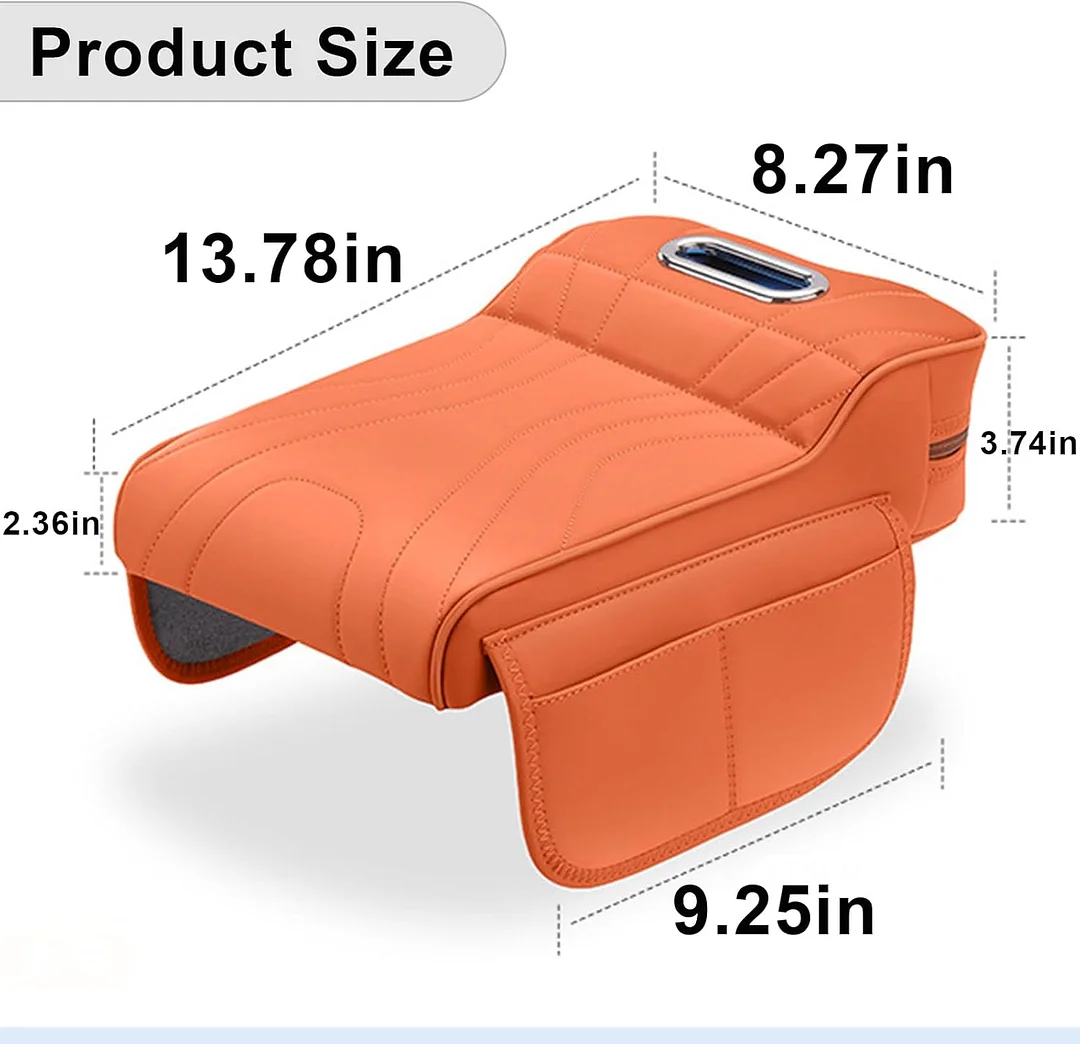 Memory Foam Car Armrest,Vehicle Armrest Box,Car Armrest Storage Cover,Arm Rest Cushion Booster Pad Center Console Cover (Orange)
