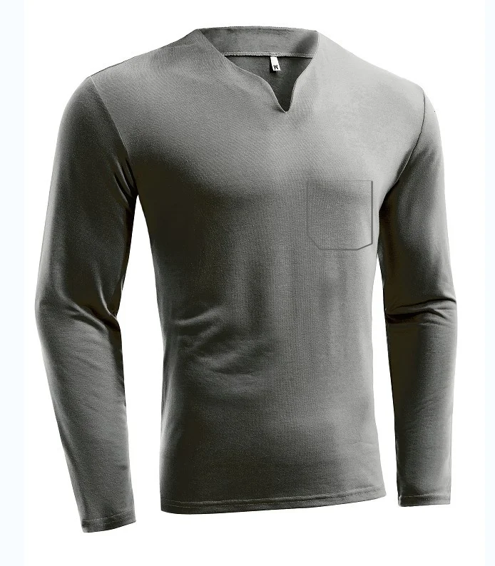 Uveng Uveng New Hot Fitness Plus-Size Sports T-Shirt Men's Elastic Comfortable Long-Sleeved Autumn V-Neck