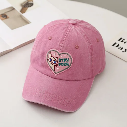 Pink Love Baseball Cap Womens Korean-Style Ins Big Head Circumference Peaked Cap Soft Top Hat Fashion