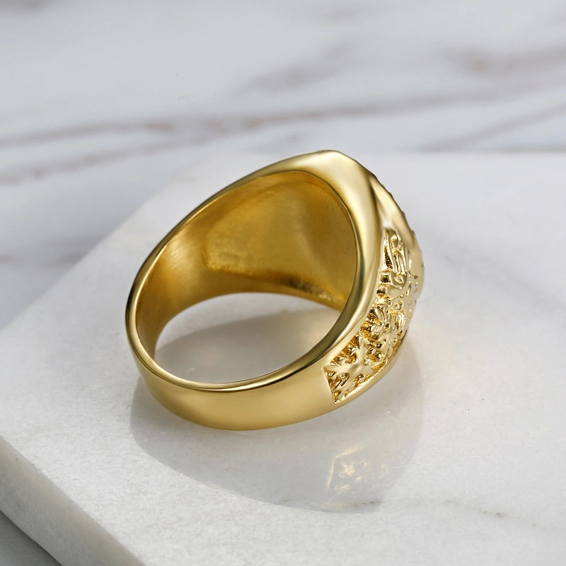 Punk Lion 304 Stainless Steel Stoving Varnish Men’S Rings