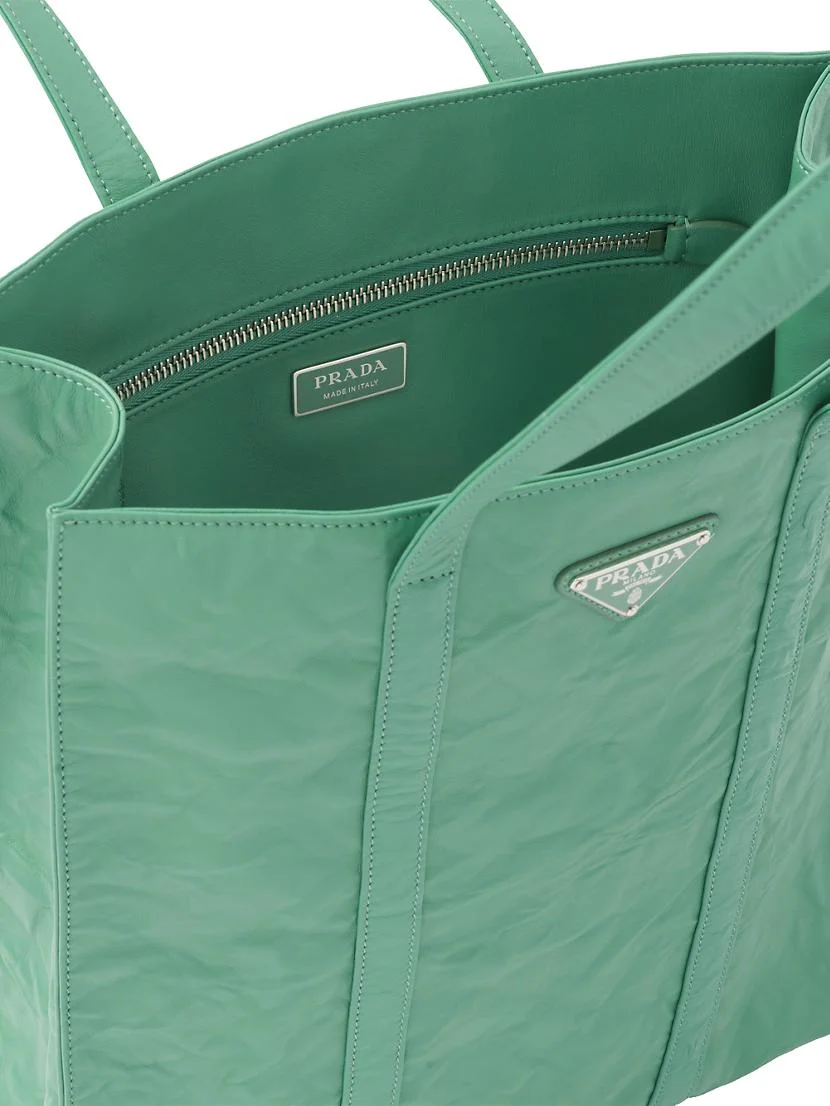 Prada Small Antique Nappa Leather Tote Bag GREEN