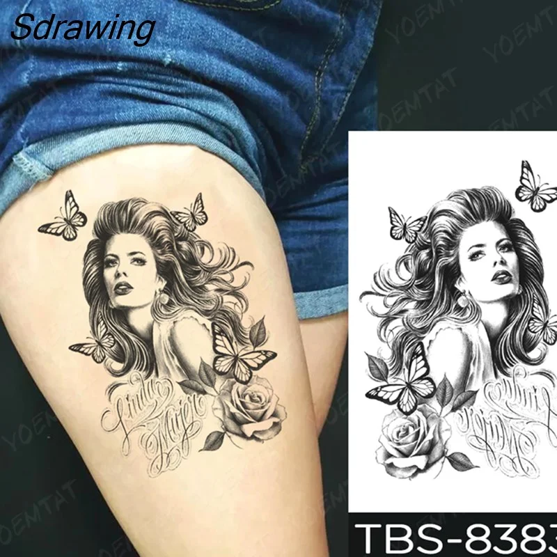 Sdrawing Temporary Tattoo Sticker forest eagle wolf butterfly Flash Tattoos Gothic Y2K Body Art Arm Fake Tatoo Men Women