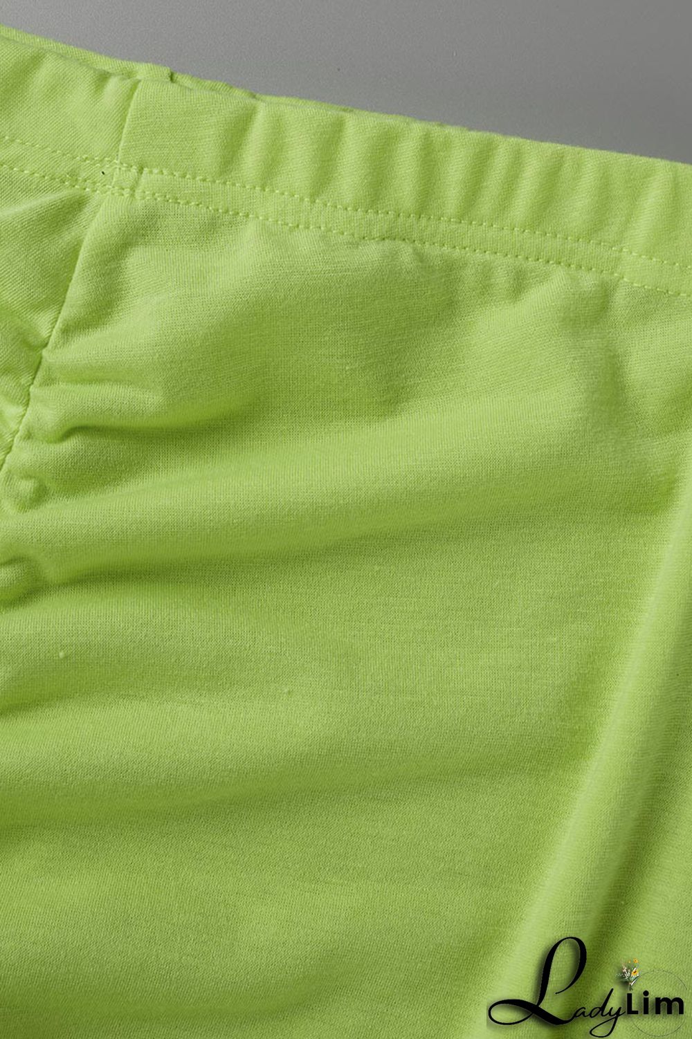 Green Yellow Casual Solid Patchwork Fold O Neck Short Sleeve Two Pieces