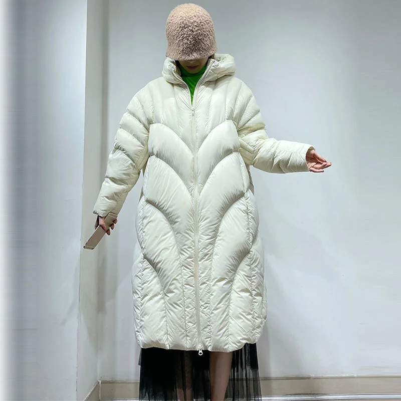 Woherb Jiangnan With The Same 2024 Winter New Thickened 90 White Duck Down Coat Hooded Jiangnan Wind Extended Female Down Jacket-Outfit Ideas