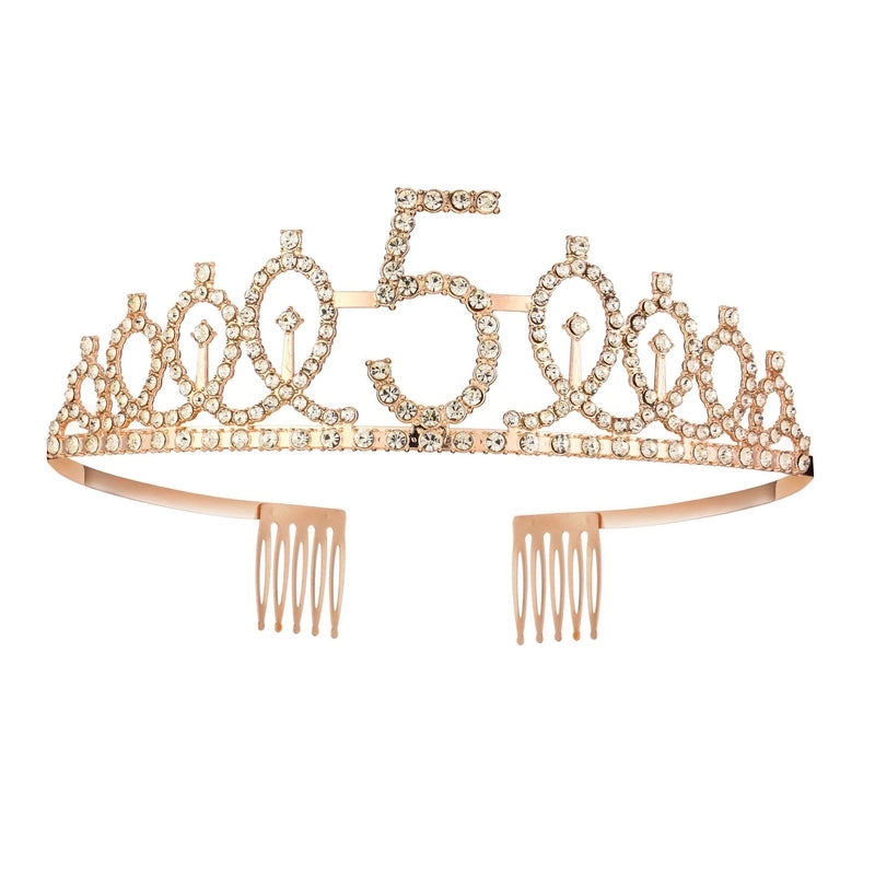 Women’s IG Style Shiny Number Crown Alloy Hollow Out Inlay Rhinestones Crown