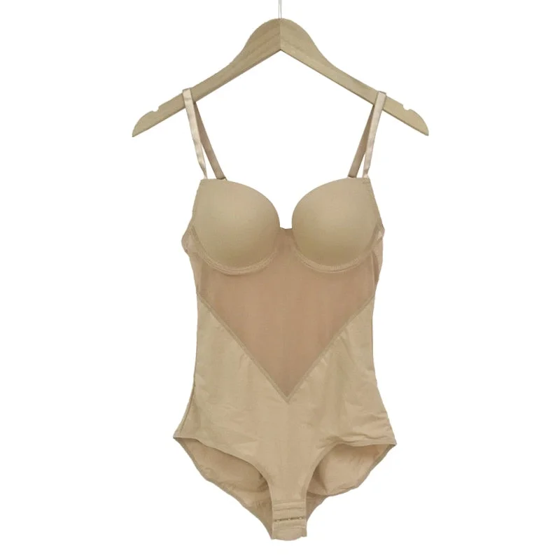 Coloriented 2109-2 Sexy Mesh Bodysuit Women Shape Wear Hip Lifting Corset  Panties with Push Up Tight Waist Lingerie Slimming