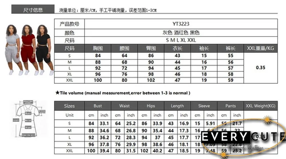 Women Fashion Printed Short Sleeve T-Shirts & Skinny Shorts Sets Two Pieces Outfits Crop Top And Short Pants Sets