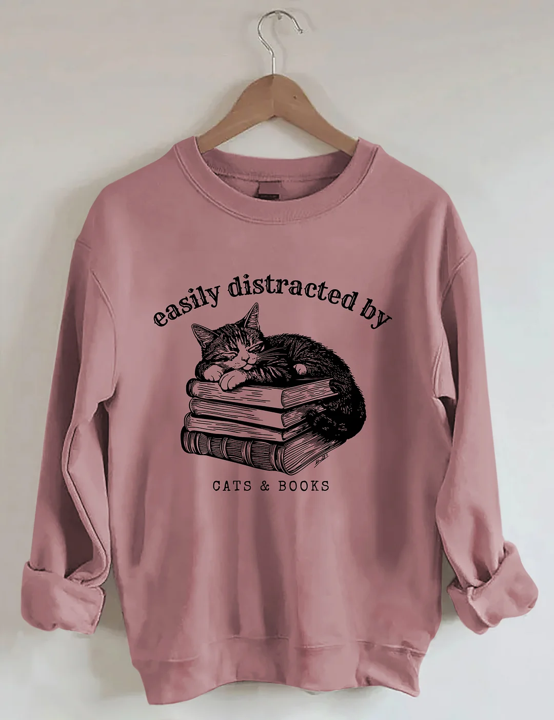Easily Distracted By Cats And Books Sweatshirt