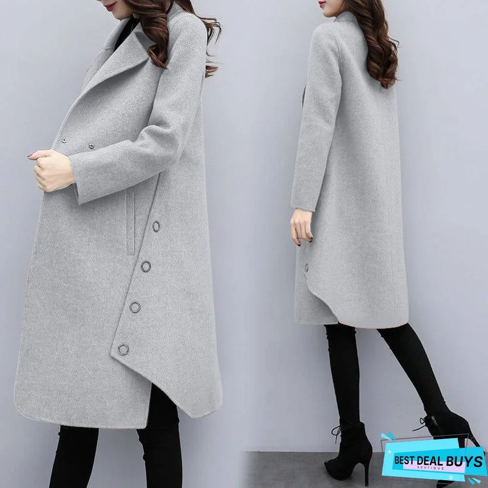 Winter Clothes Loose Medium and Long Woolen Coat Women