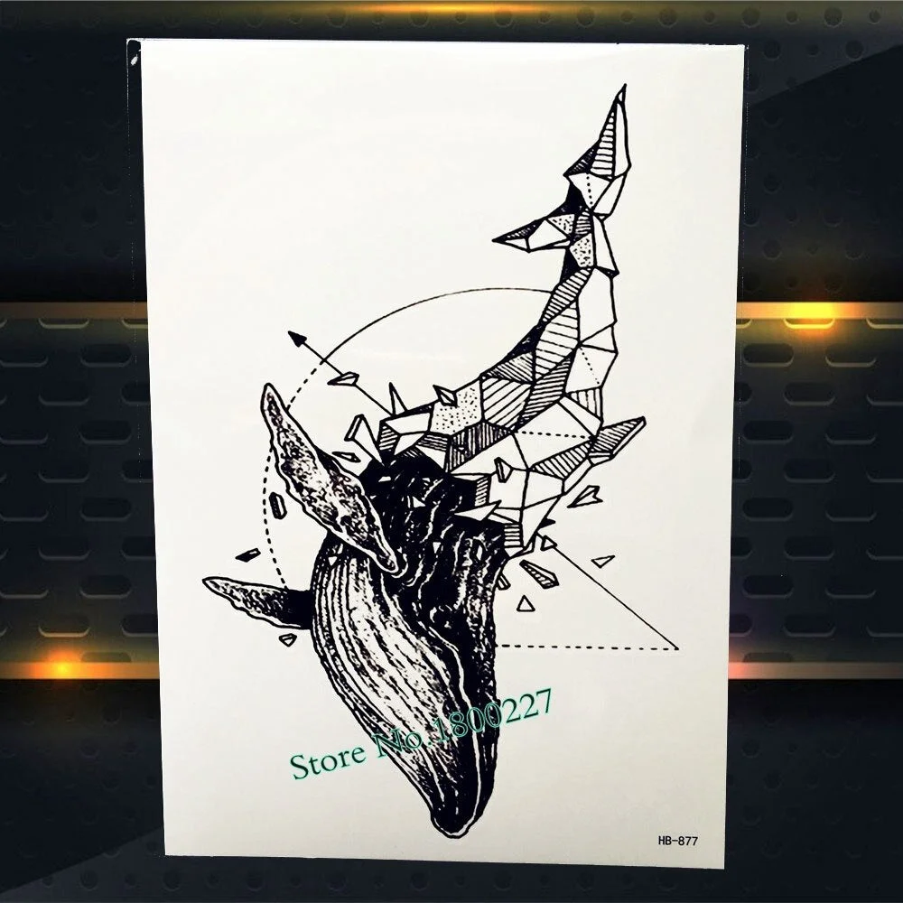 New Beautiful Diamond Whale Dolphin Temporary Tattoo Waterproof 3D Arrow Fish Tatoo For Men Women Body Art Fake Tattoo Stickers