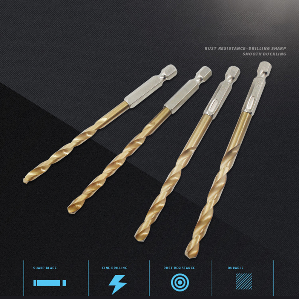 

16pcs 1.5-6.5mm High Speed Steel Titanium Coated Hex Shank Twist Drill Bits, 501 Original