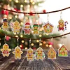 12pcs Christmas Gingerbread Man Diamond Painting Double Sided Keychains