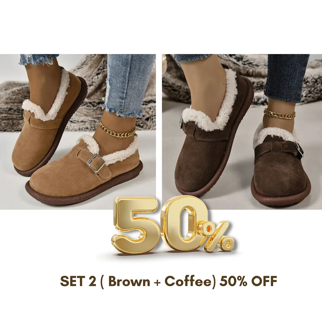 🔥LAST DAY 50% OFF -WOMEN'S PLUSH ROUND TOE SLIP-ON FLATS-BUY 2 FREE SHIPPING