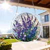 (18.5cm)DIY Acrylic Jigsaw Puzzle Window Hanging with Hanging Chain DIY Stained Glass Decoration Round Window Puzzle Decor for DIY Craft Project (Stained Glass Flower)