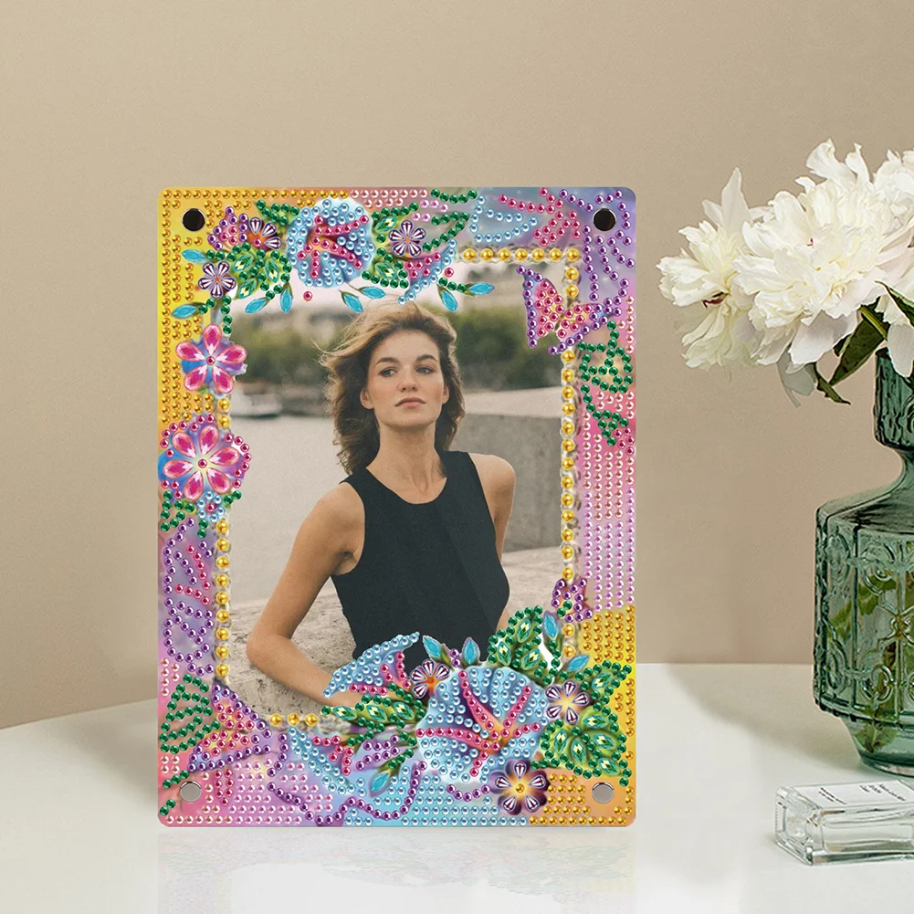 5D DIY Flower Yellow Floral Special Shape Diamond Painting Photo Frame Home Decor