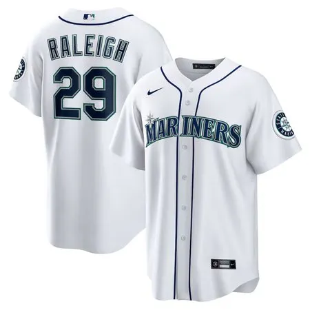Men's Seattle Mariners #29 Cal Raleigh  White Home Replica Jersey