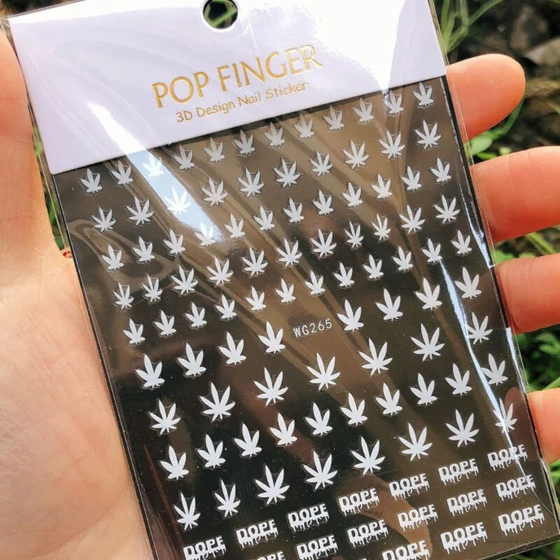 10 Color Luminous Fashion 3D Color Nail Art Stickers Manicure Leaf Weed Design Applique Decoration 8.0 * 10.3CM