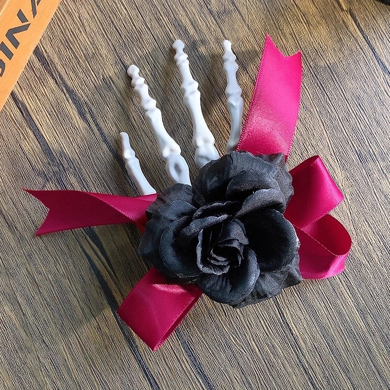 Halloween Gothic Handmade Punk Women’s Hand Flower Bow Knot Arylic Hair Clip Hair Claws