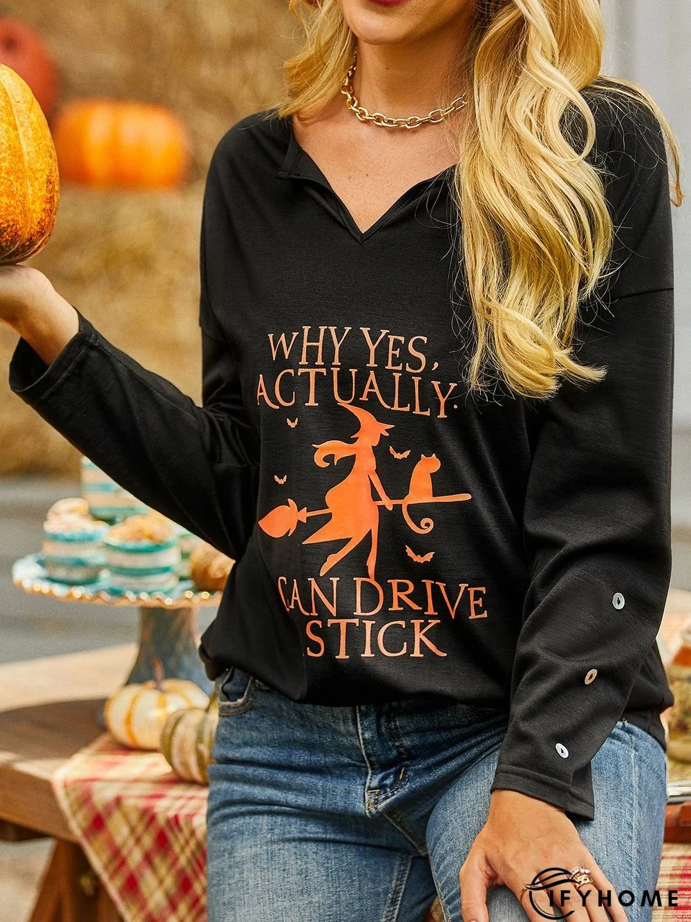 Casual Long Sleeve Printed Top Tunic T-Shirt | IFYHOME