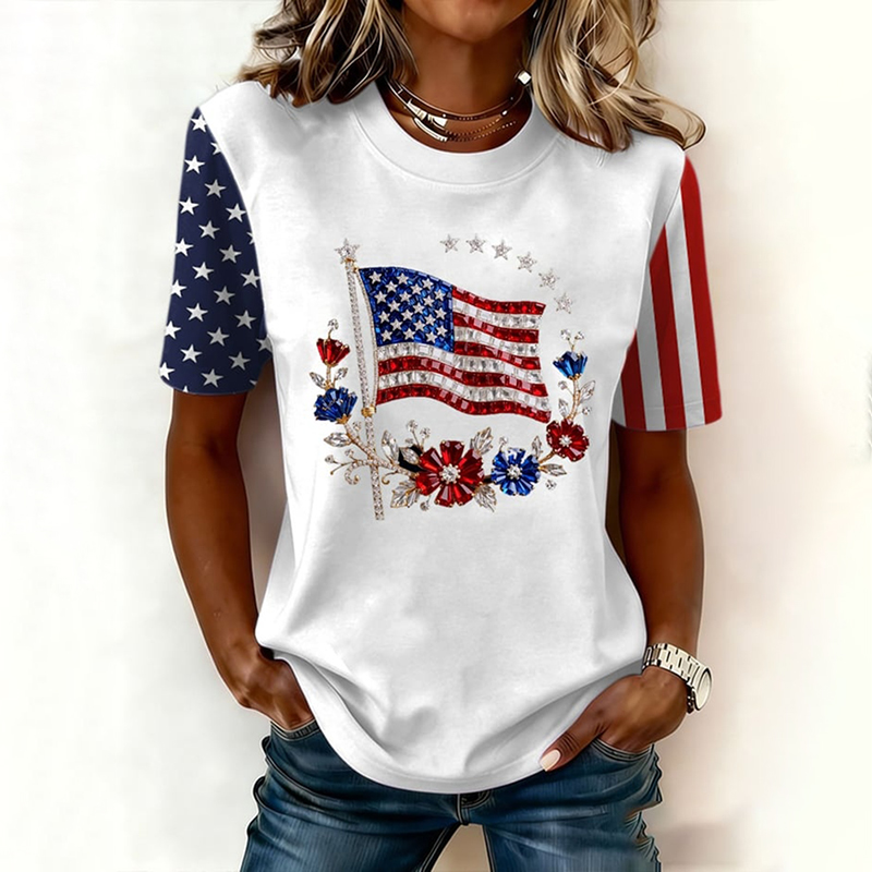  Vintage Usa Anniversary Floral Art Casual T Shirt Westsshops