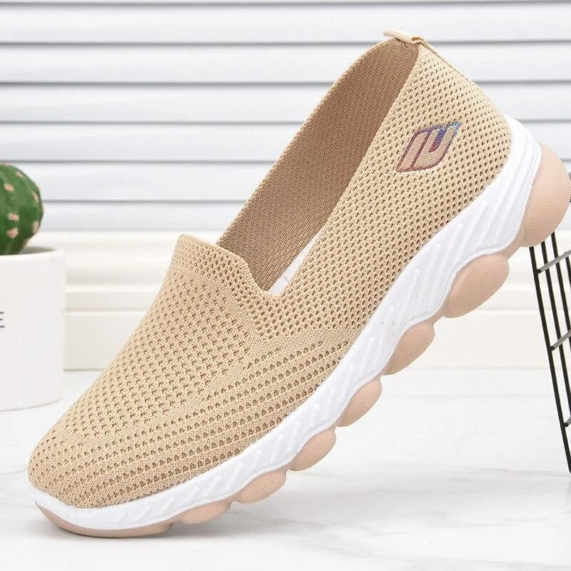 New 2021 Women Casual Shoes Fashion Sneakers Light Breathable Mesh Walking Shoes Spring Summer Soft Flat Shoes Walking Shoes 1103-1