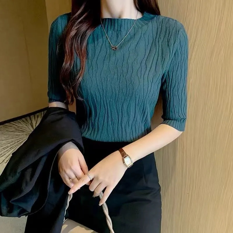 Possibilitat costume ideas women Spring Summer Korean Fashion Solid Sweater Women Short Sleeve Tops 2025 Pull Femme Casual Slim Female Pullover Knitted Clothes