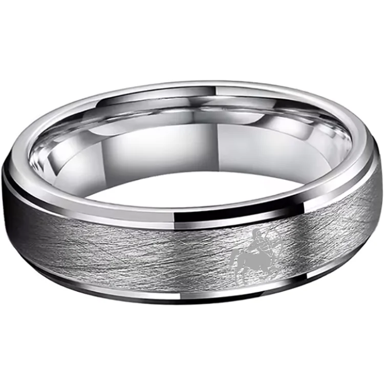 Men Women Sagittarius Tungsten Carbide Rings Open-Step Sliver Tungsten Wedding Bands 4MM 6MM 8MM