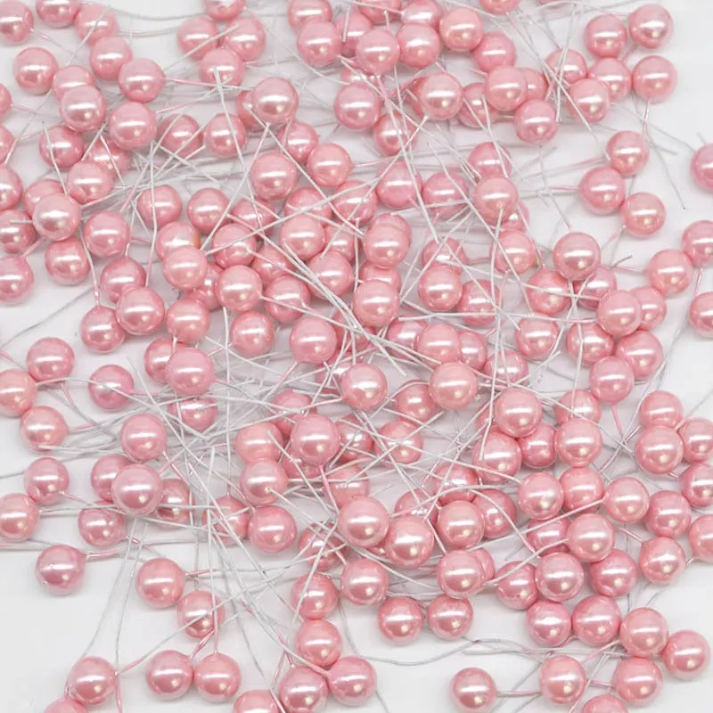 50pcs Colorful Pearl Stamens Artificial Flower small berries cherry For DIY Wedding Christmas Cake Box Pearl Wreaths Decoration
