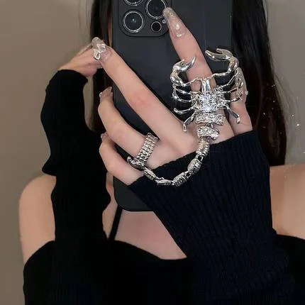 Big Scorpion Women Ring Two Finger Fashion Jewelry