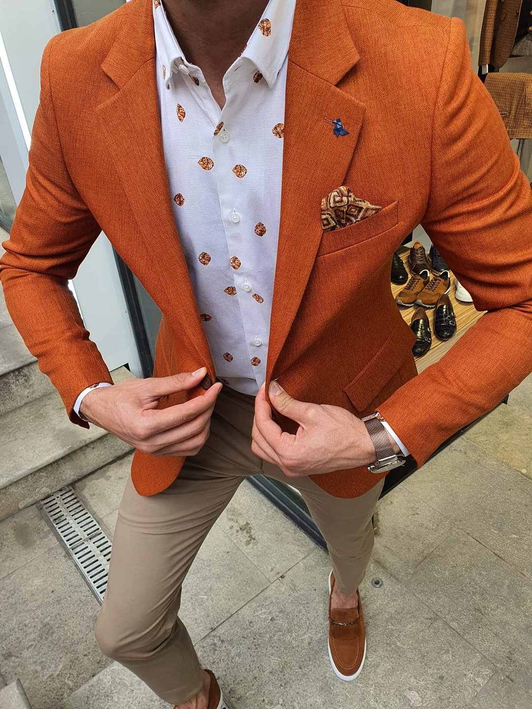 Shelton Cinnamon Linen Cotton Blazer