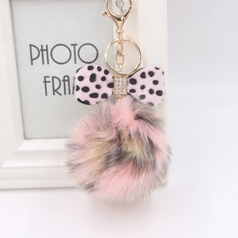 1 Piece Fashion Bow Knot Leopard Pu Leather Women’s Bag Pendant Keychain